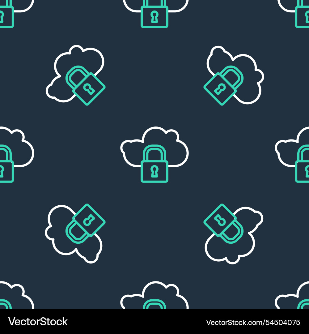 Line cloud computing lock icon isolated seamless Line cloud computing lock icon isolated seamless vector image