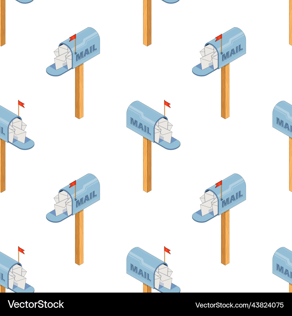 Mailbox seamless pattern 3d isometry isolate Mailbox seamless pattern 3d isometry isolate vector image