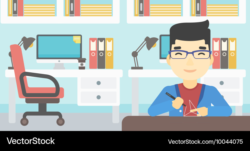 Man using three d pen vector image