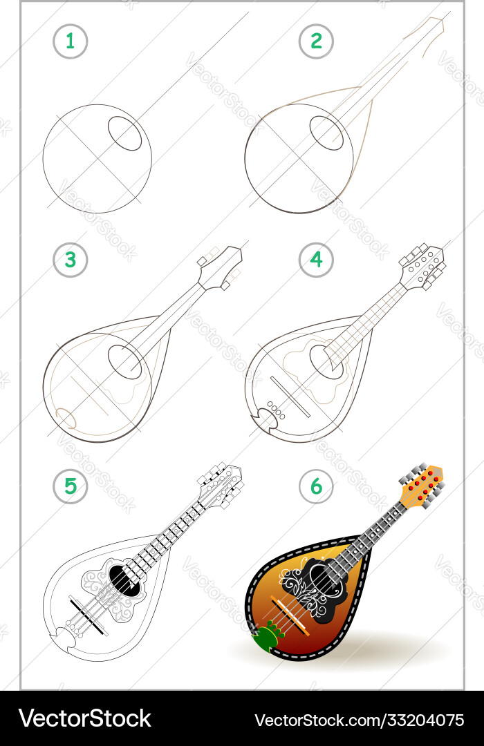 Mandolin Drawing Tutorial - Step by Step vector image