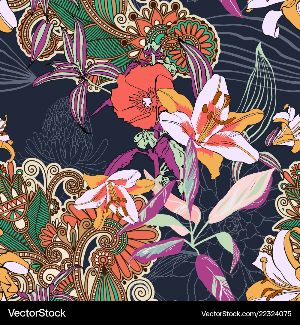 Original trendy seamless artistic flower pattern Original trendy seamless artistic flower pattern vector image