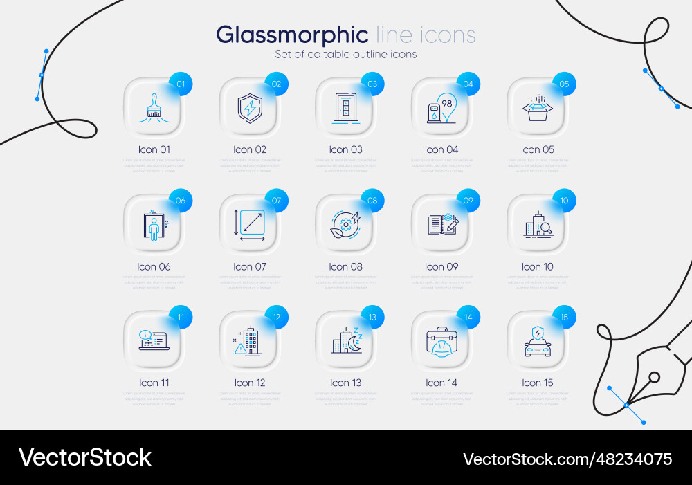 Set von Türaufzug und Packboxen Liniensymbole Set von Türaufzug und Packboxen Liniensymbole vektorbild