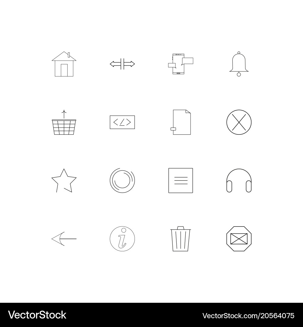Signs and symbols simple linear icons set Vector Image
