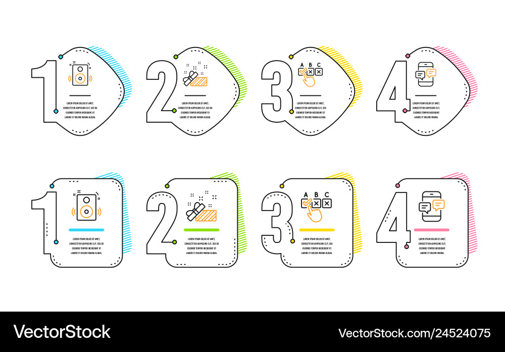 Speakers correct checkbox and present icons set Speakers correct checkbox and present icons set vector image