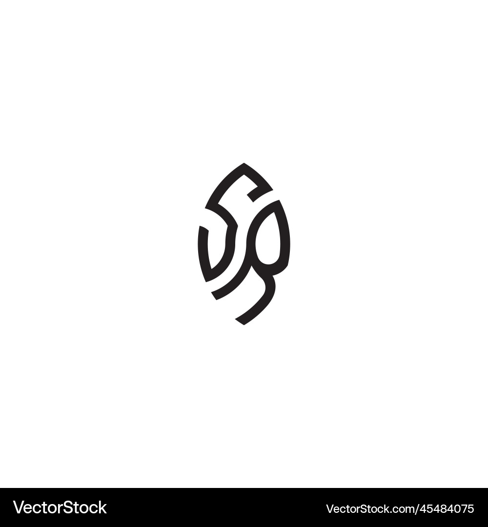 Sr leaf shape line initial concept with high Sr leaf shape line initial concept with high vector image