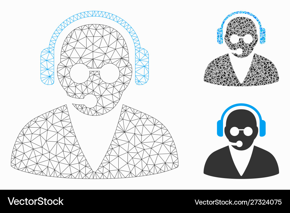 Support operator mesh wire frame model vector image