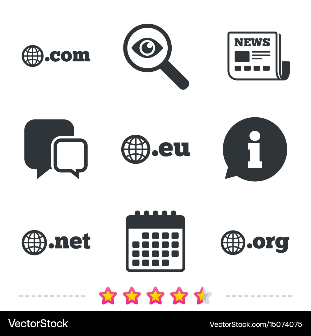 Top-level domains signs com eu net and org Vector Image