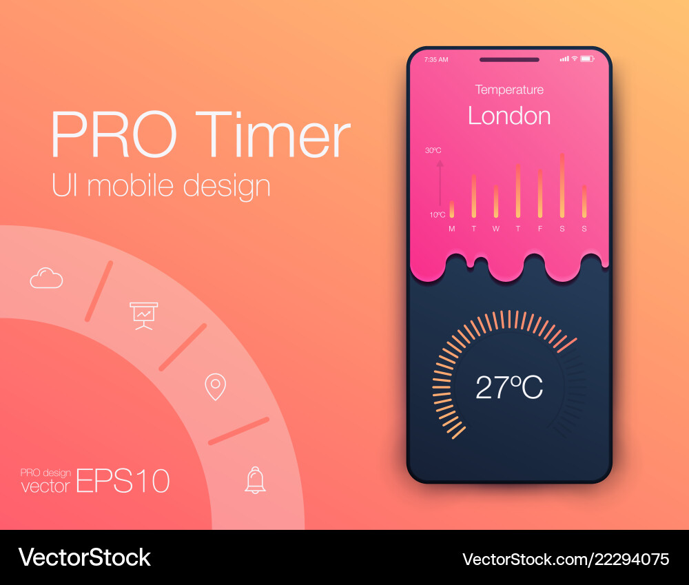 Weather ui material design stock Weather ui material design stock Vector Image