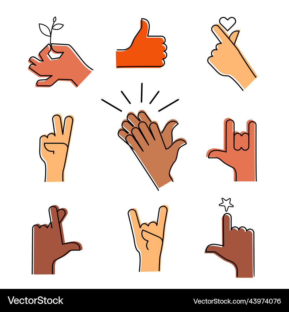 A set of hand with different gestures A set of hand with different gestures vector image