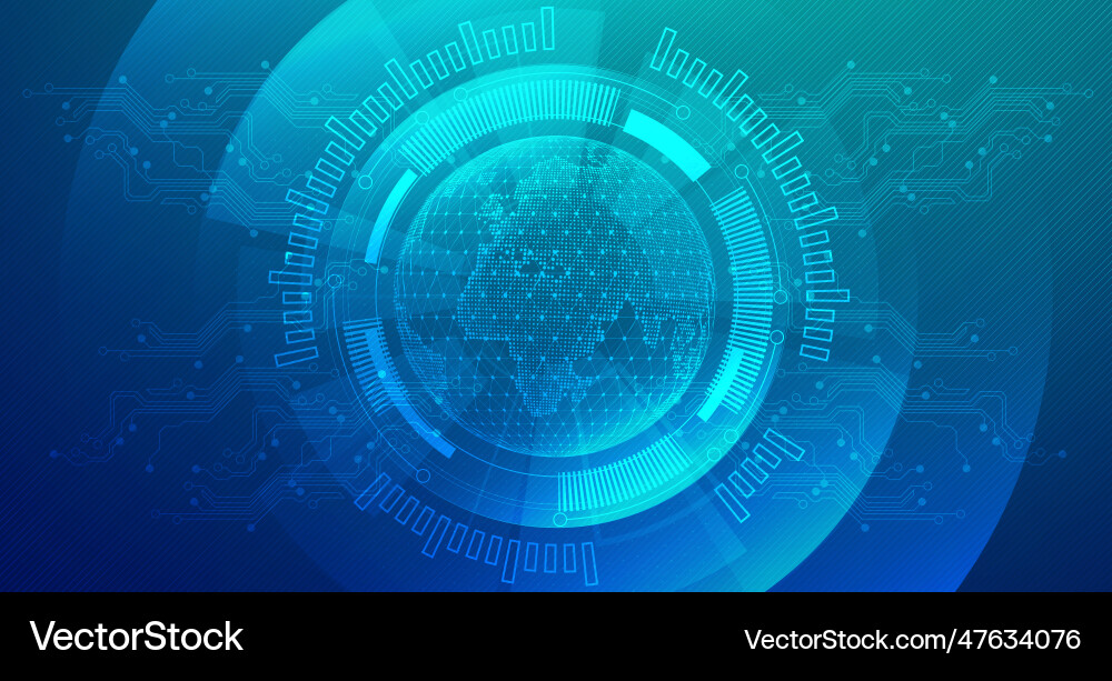 Abstract digital data map technology futuristic ai vector image