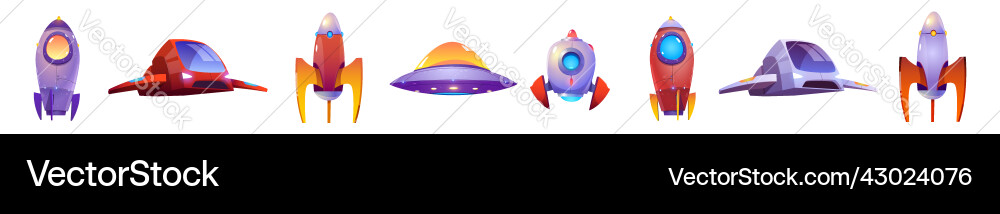 Alien spaceship ufo game icons set Alien spaceship ufo game icons set vector image
