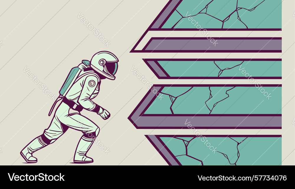 Astronaut running with directional arrows Vector Image