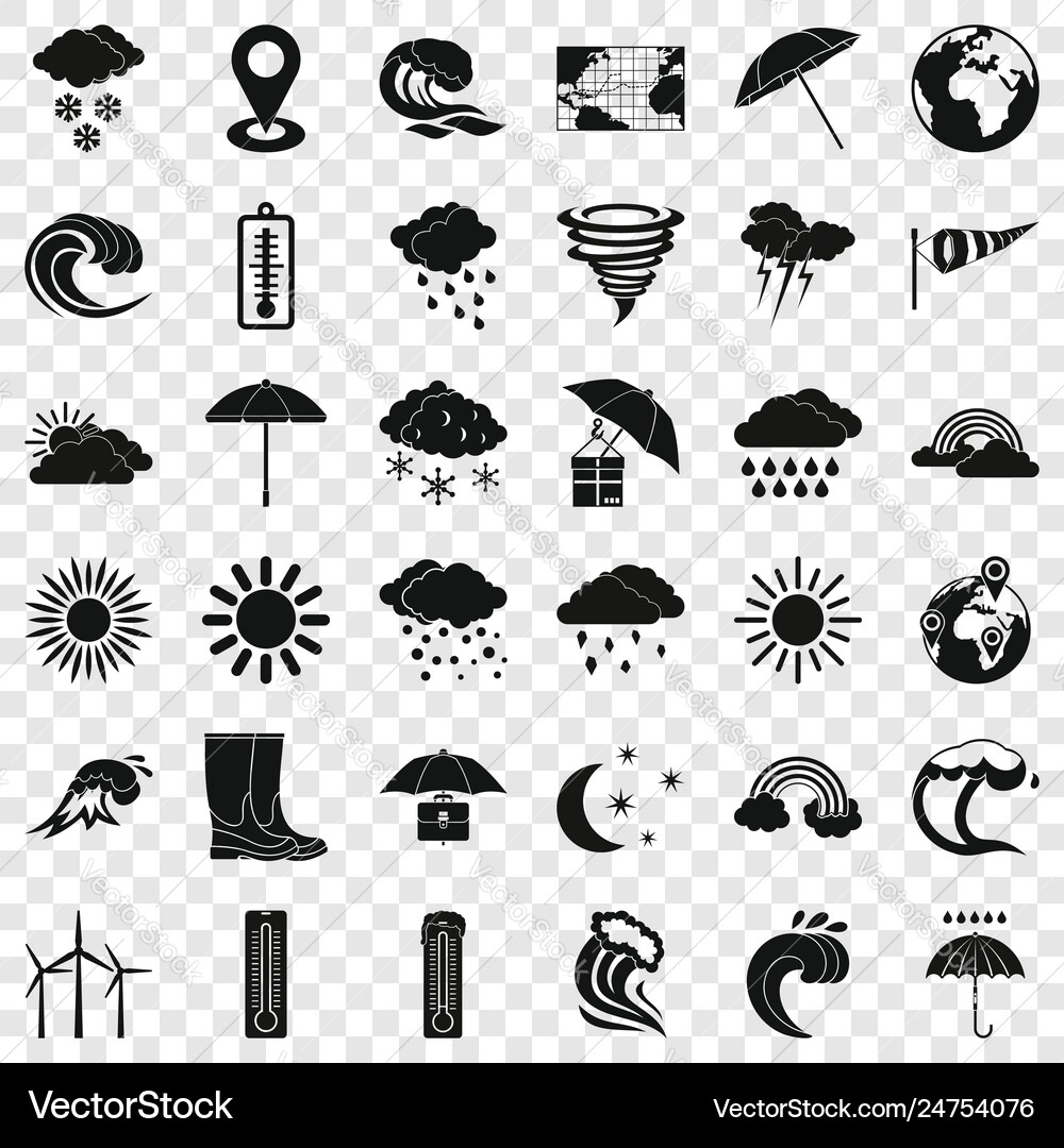 Bad weather icons set simple style Bad weather icons set simple style vector image