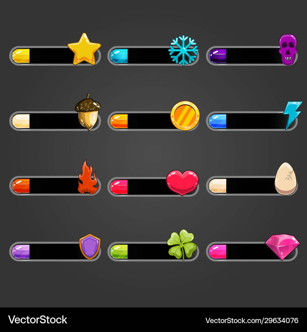 Big set bar downloader with different icons Big set bar downloader with different icons vector image
