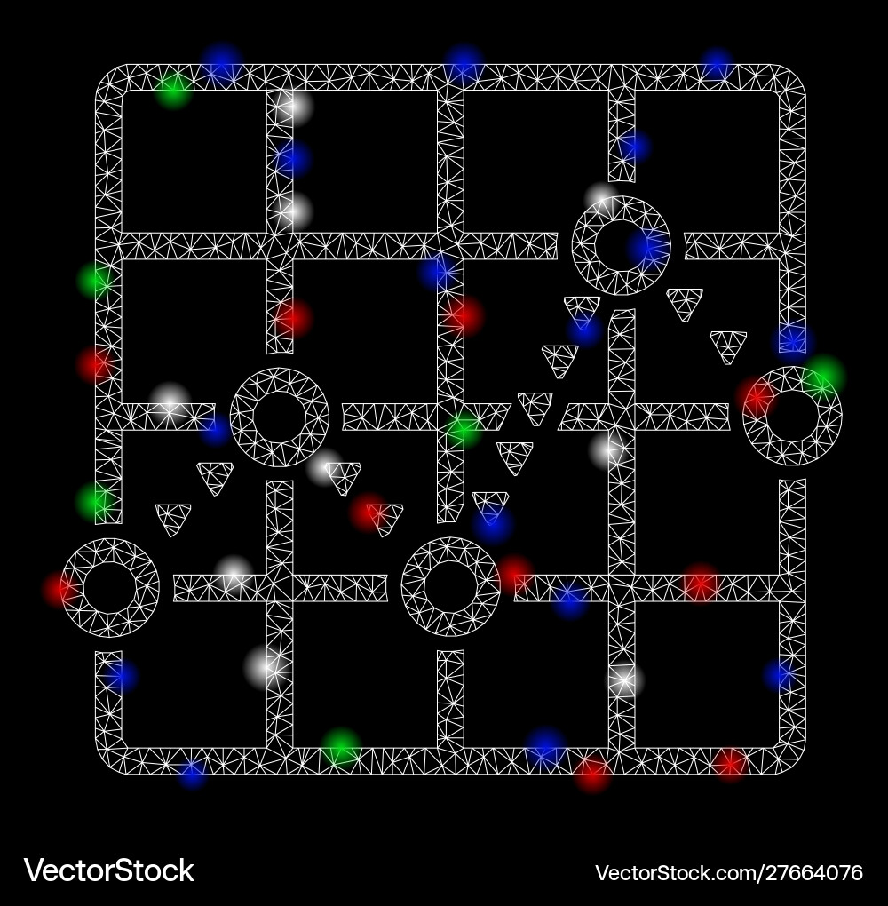 Bright mesh 2d dotted line grid plot with flash Bright mesh 2d dotted line grid plot with flash Vector Image