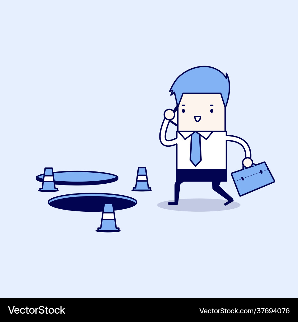 Businessman with hole on ground Vector Image