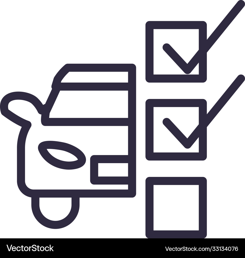 Car with check marks line style icon design vector image