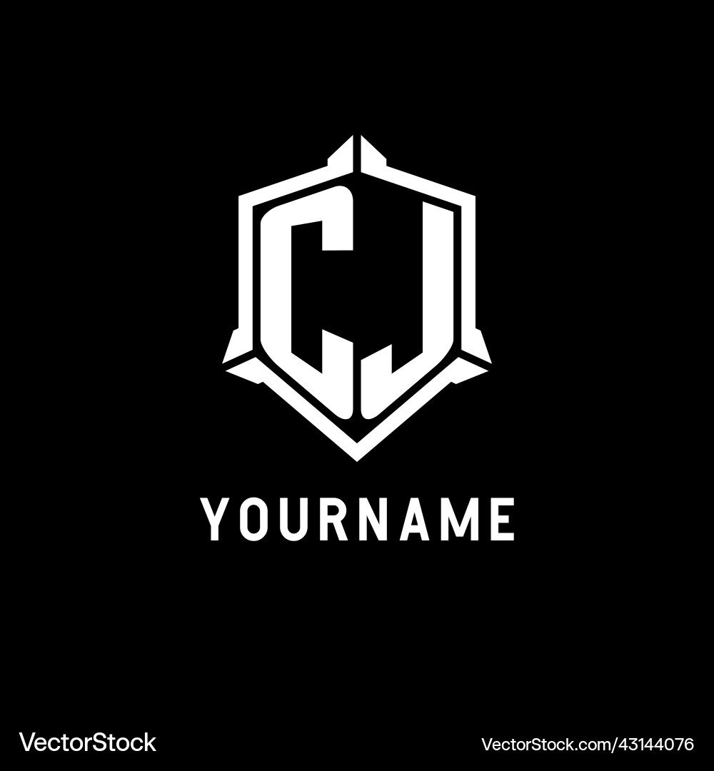 Cj logo initial with shield shape design style Vector Image