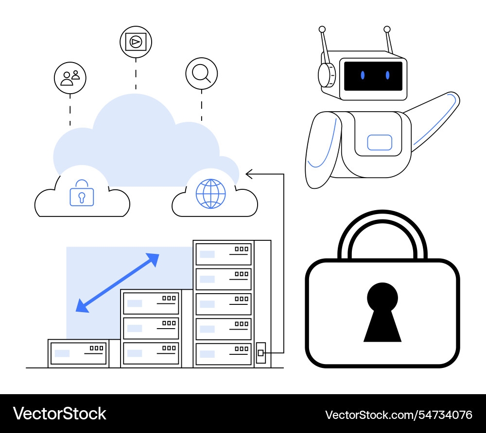 Cloud computing and data security integration Cloud computing and data security integration vector image