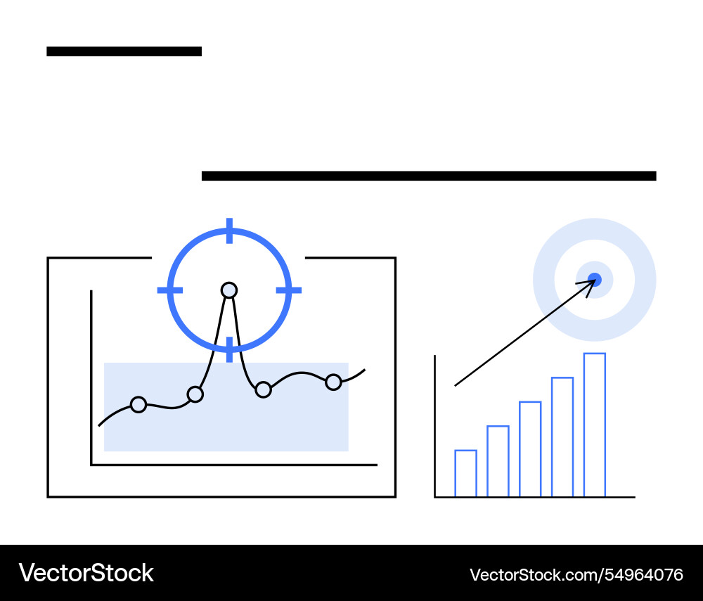 Data analysis targeting growth with charts Data analysis targeting growth with charts vector image