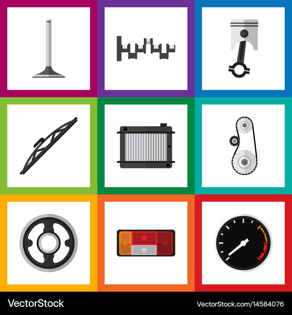 Flat component set of belt car segment conrod Vector Image