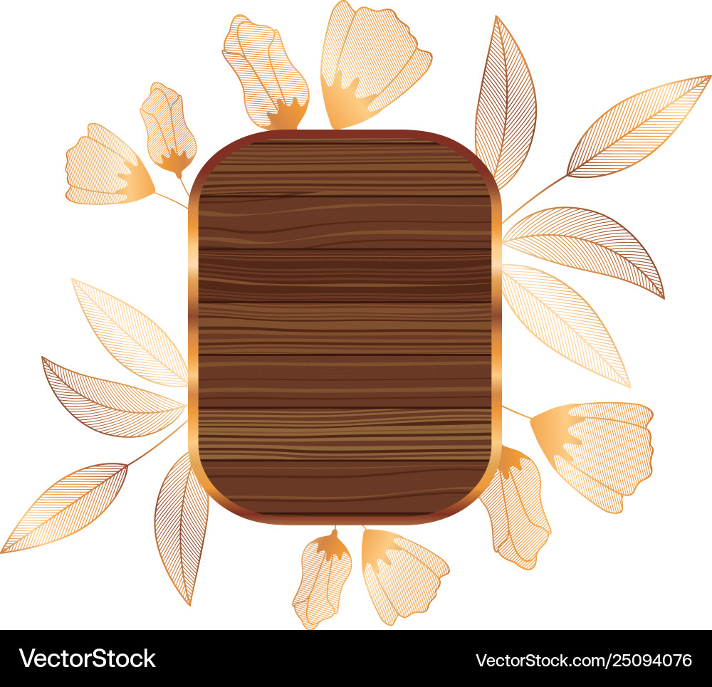 Frame in wooden with branches and leafs Vector Image