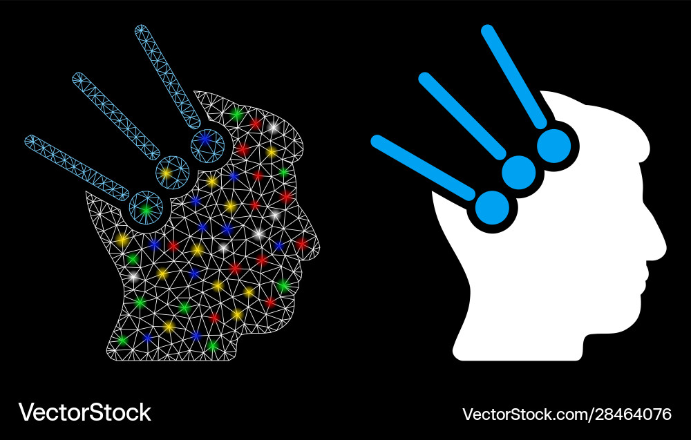Glowing mesh network neural interface connectors Glowing mesh network neural interface connectors vector image