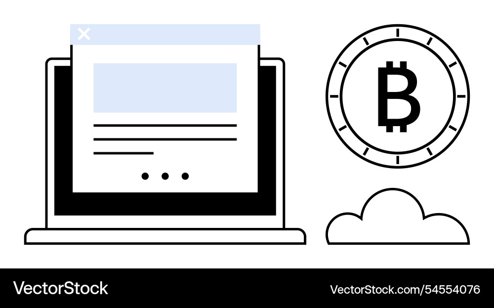 Laptop screen with webpage bitcoin symbol Laptop screen with webpage bitcoin symbol vector image