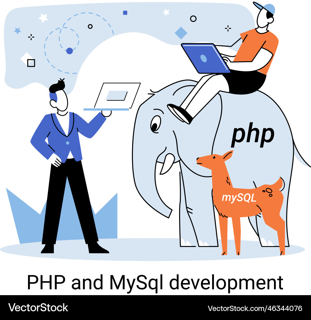 Php and mysql development software website Php and mysql development software website vector image