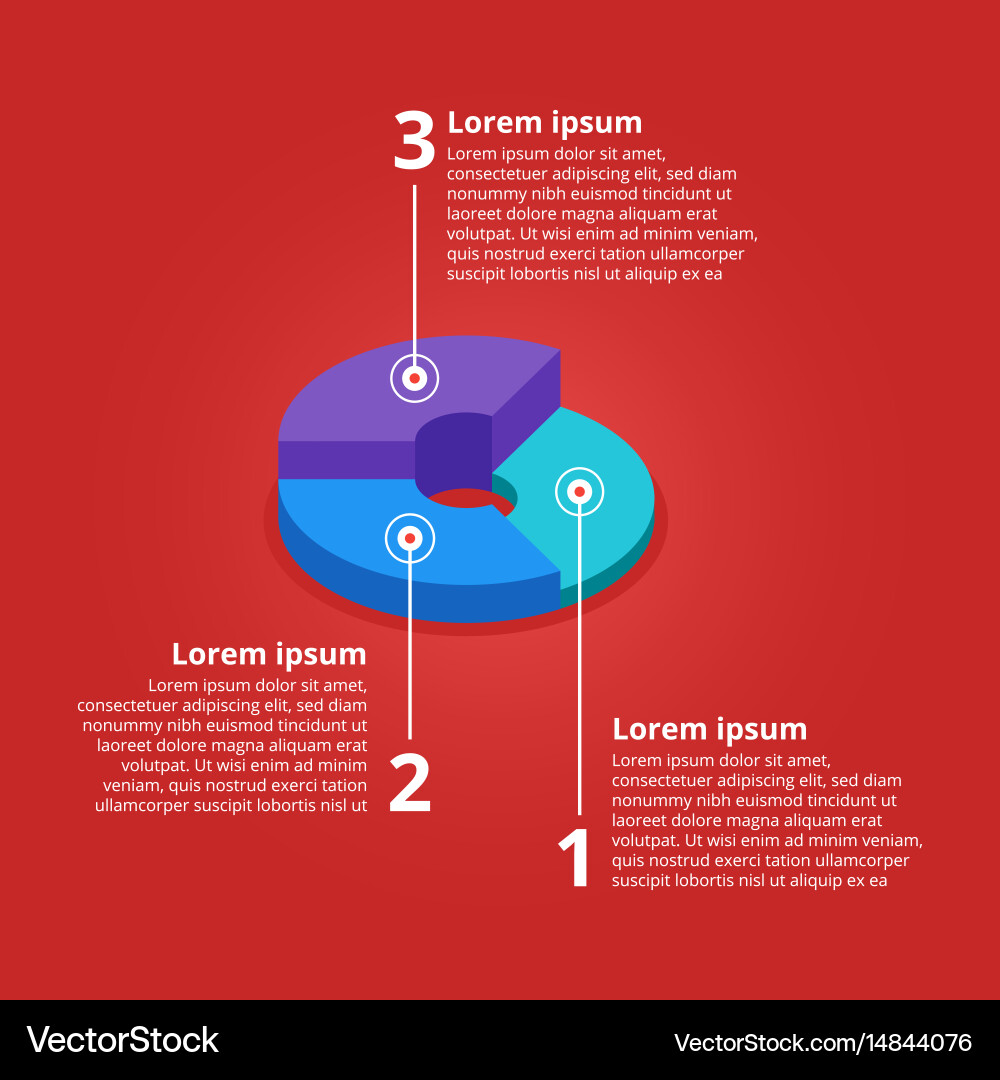 Pie chart on isolated background isometric vector image