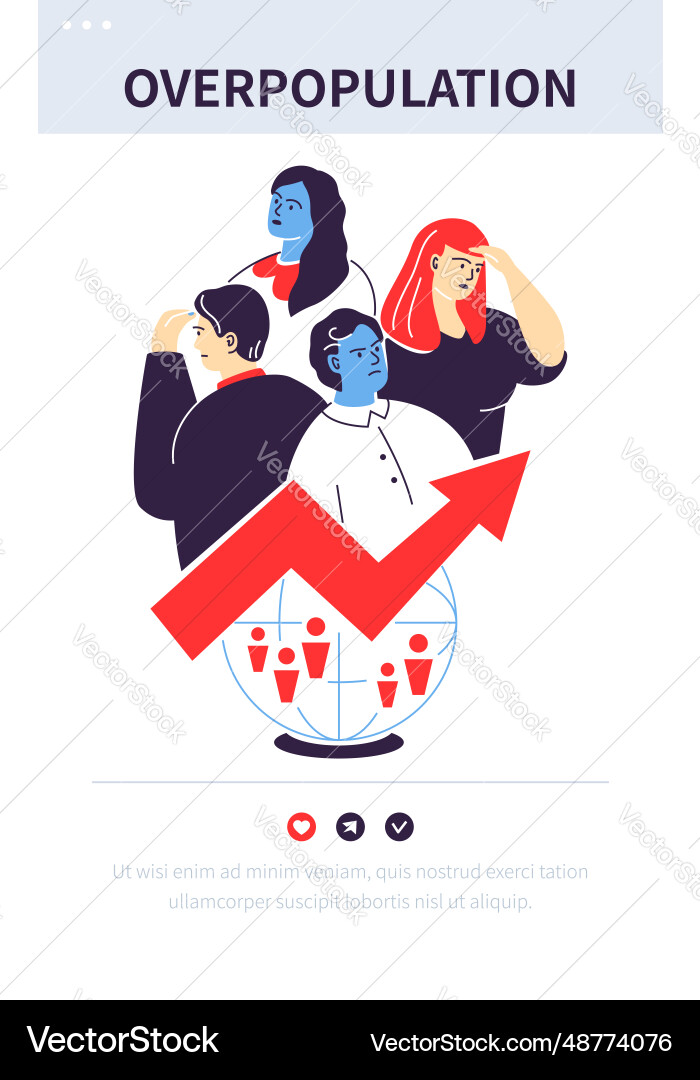 Problem of overpopulation - colorful flat design Problem of overpopulation - colorful flat design vector image