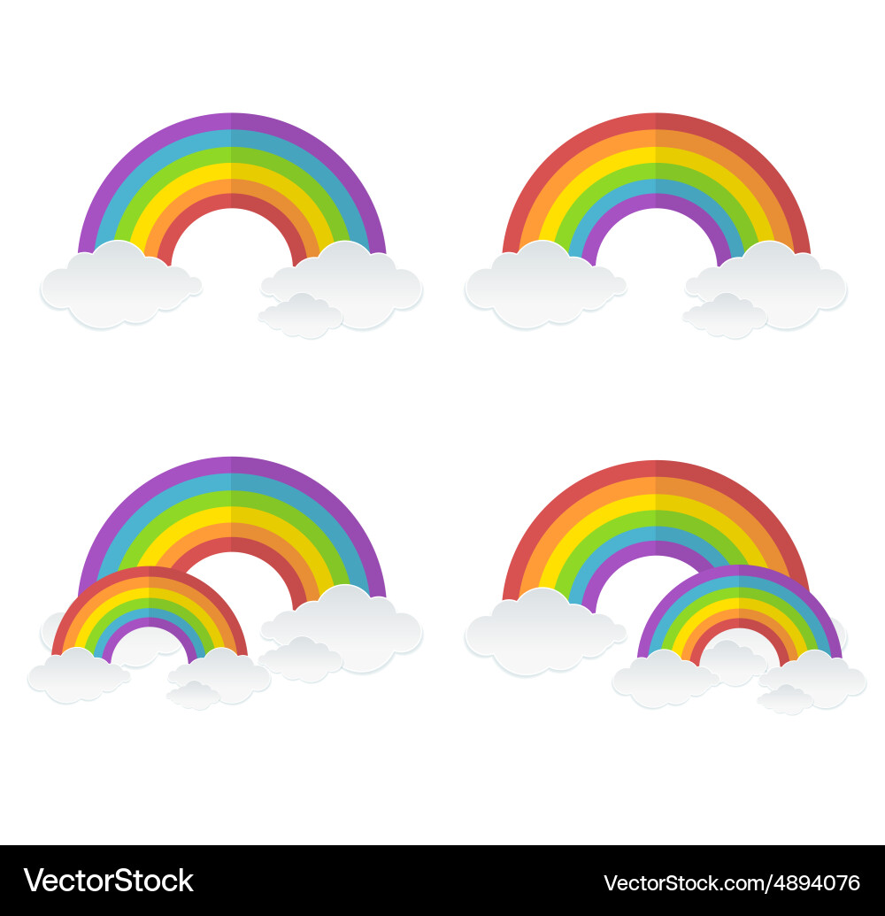 Rainbow and clouds set Royalty Free Vector Image