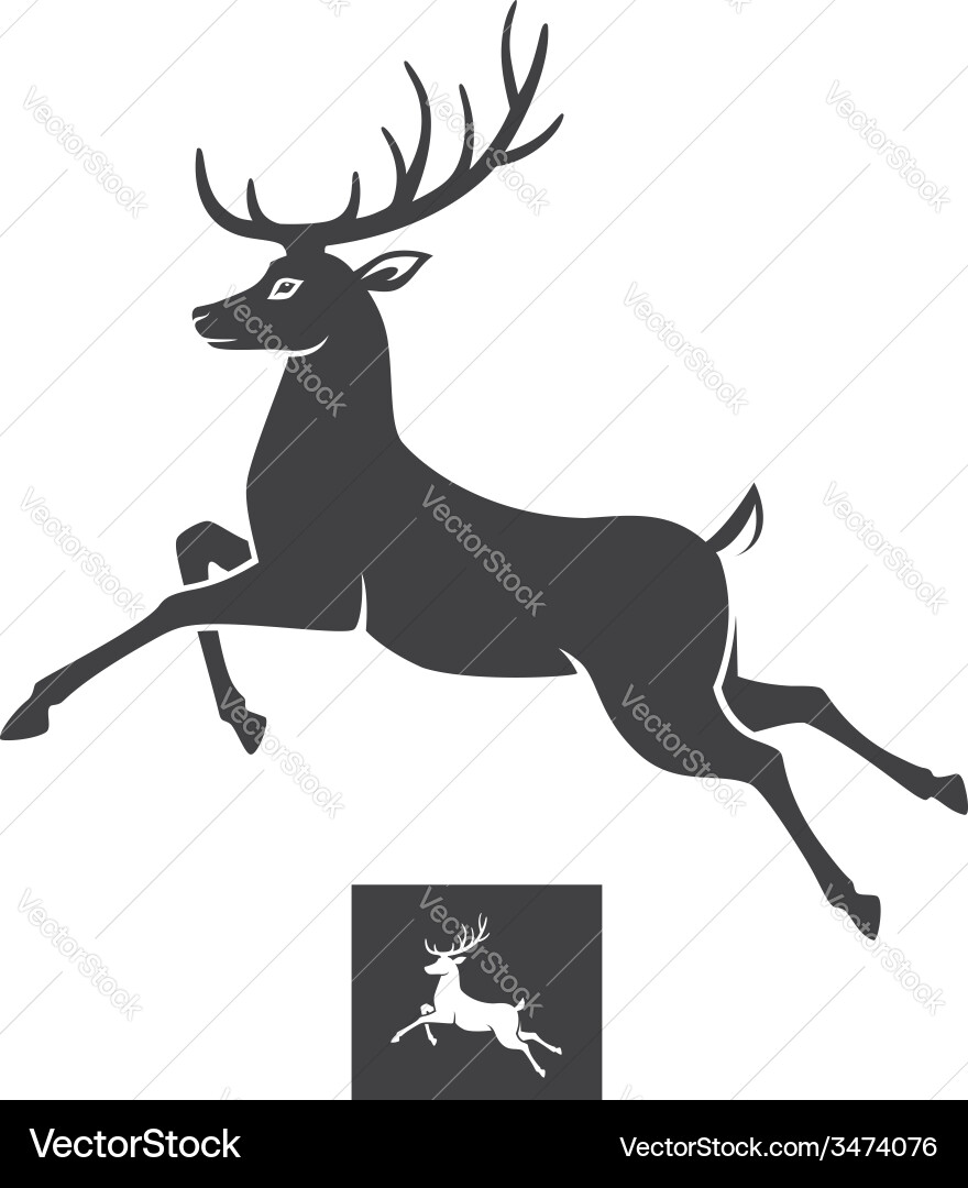 Running Deer Silhouette – Royalty-Free Vector | VectorStock, image size:880x1080