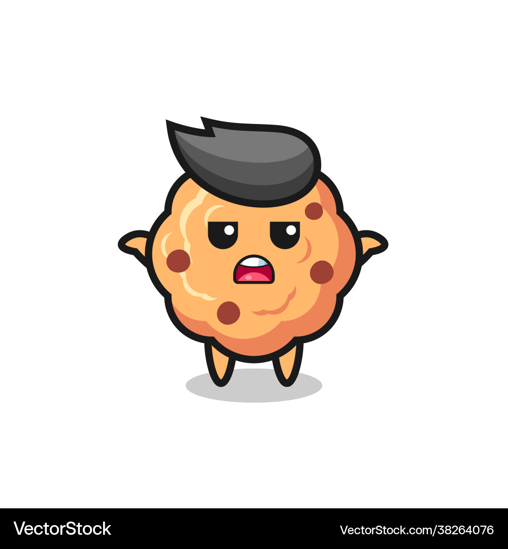 Schokoladen-Chip-Cookie Maskottchen-Zeichen sagen i Schokoladen-Chip-Cookie Maskottchen-Zeichen sagen i vektorbild