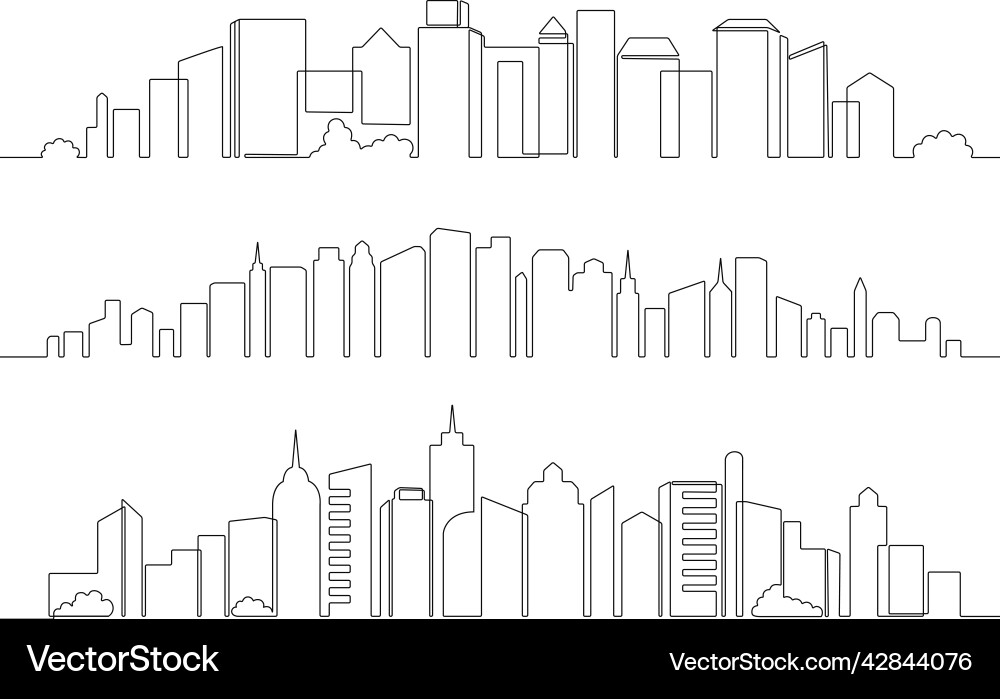 Single Line City Skyline Vector Image