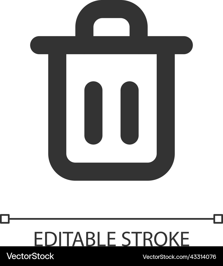 Trash can pixel perfect linear ui icon vector image