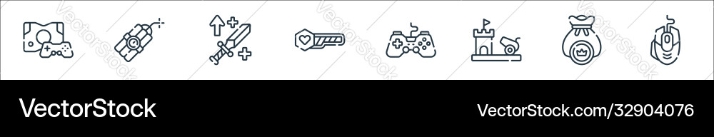 Videogame line icons linear set quality Videogame line icons linear set quality vector image