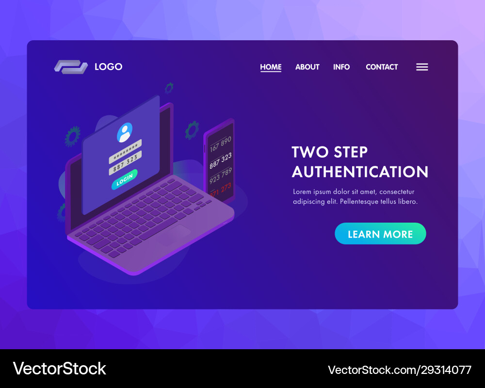 2-step authentication concept two steps 2fa Vector Image