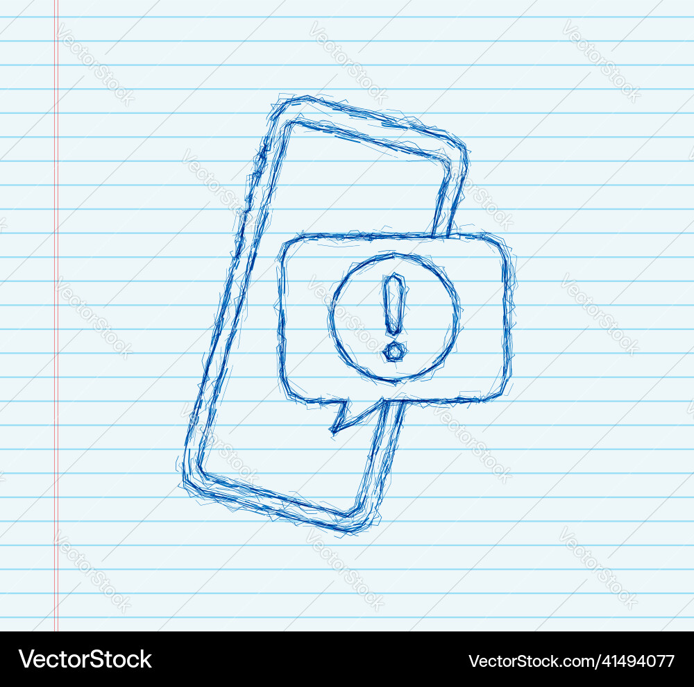 Alert message mobile notification sketch sign Alert message mobile notification sketch sign Vector Image