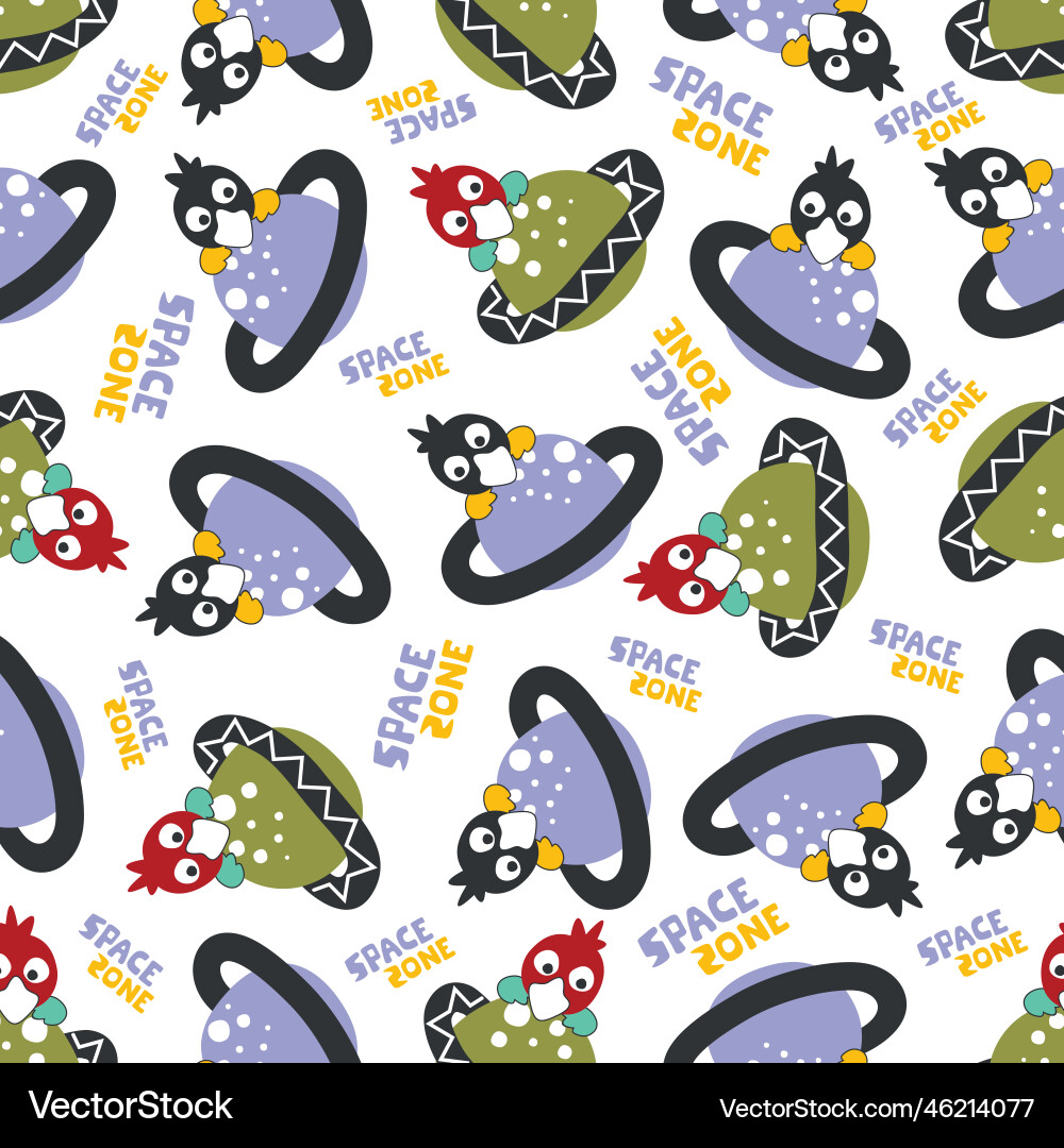 Bird character in the space with planet Vector Image