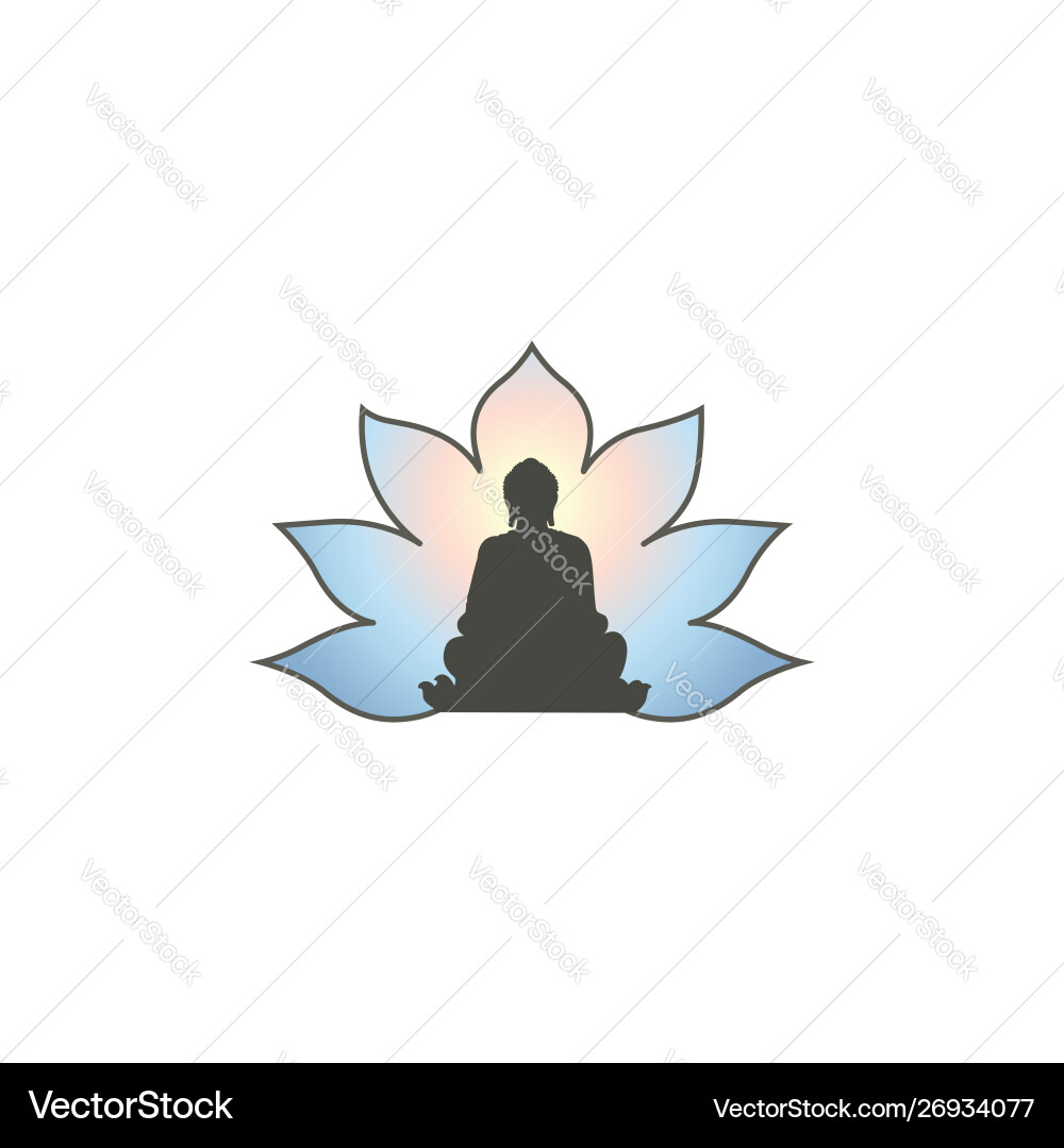 Buddha in Meditation Silhouette mit Lotusblume Buddha in Meditation Silhouette mit Lotusblume vektorbild