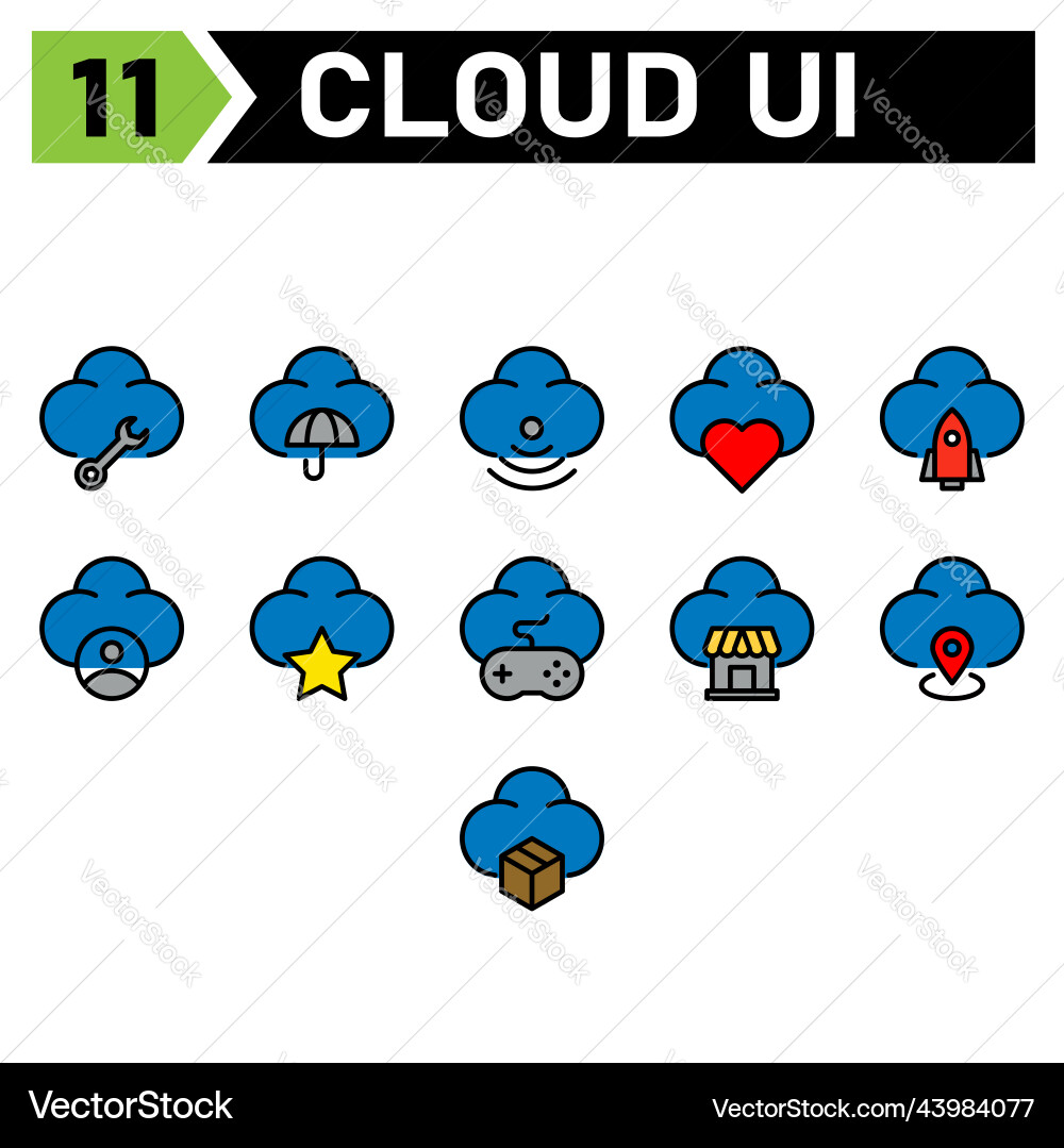 Cloud user interface icon set include repair vector image