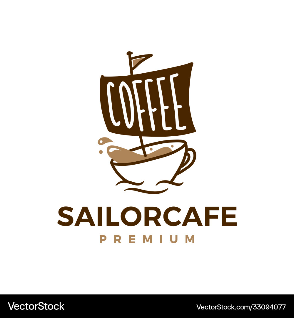 Coffee sailor cafe logo icon vector image