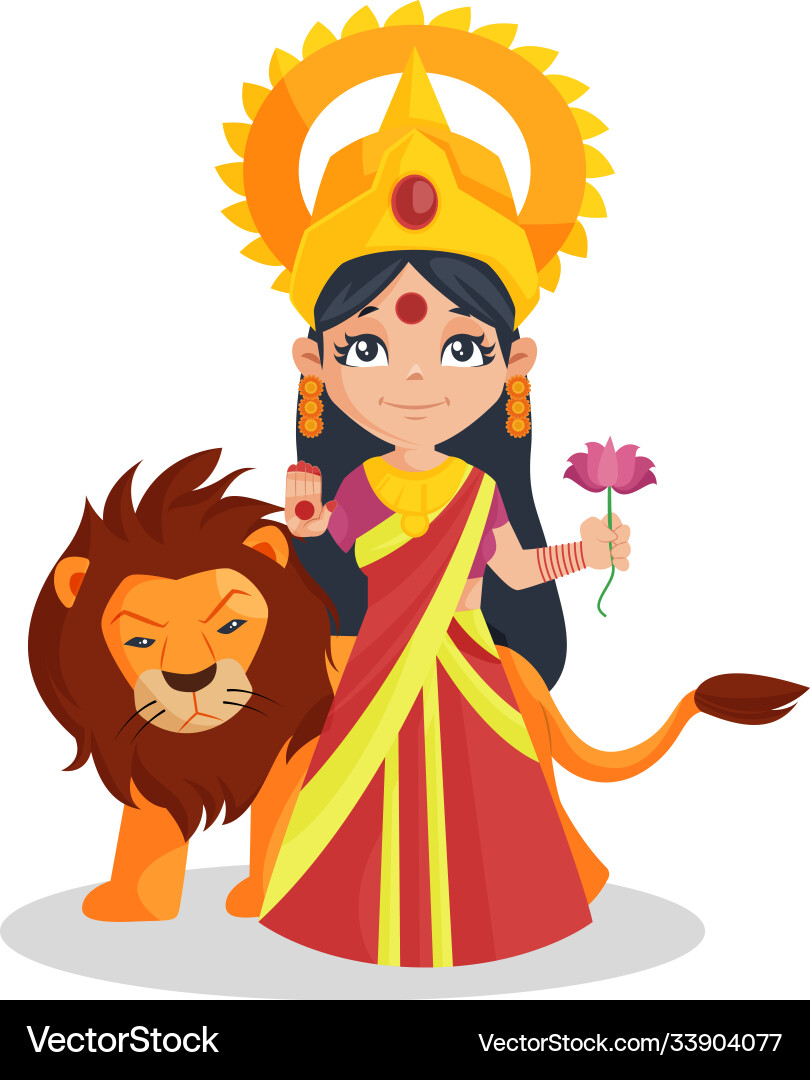 Goddess Durga with Lion vector image