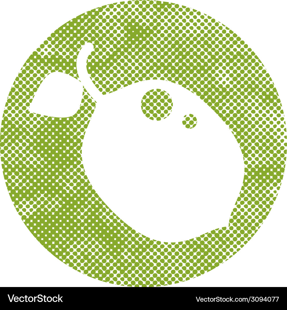 Icon lime with pixel print halftone dots texture vector image
