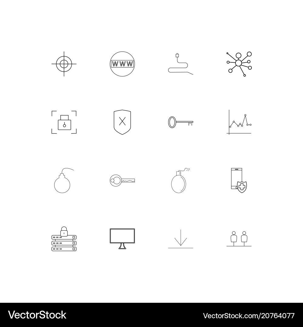 Internet security linear thin icons set outlined vector image