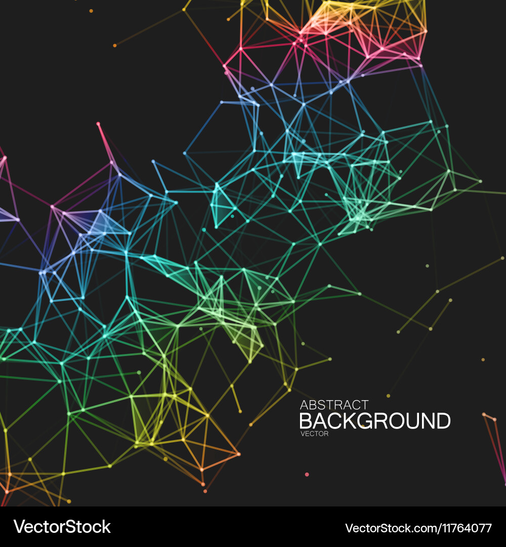 Iridescent plexus lines and particles background vector image