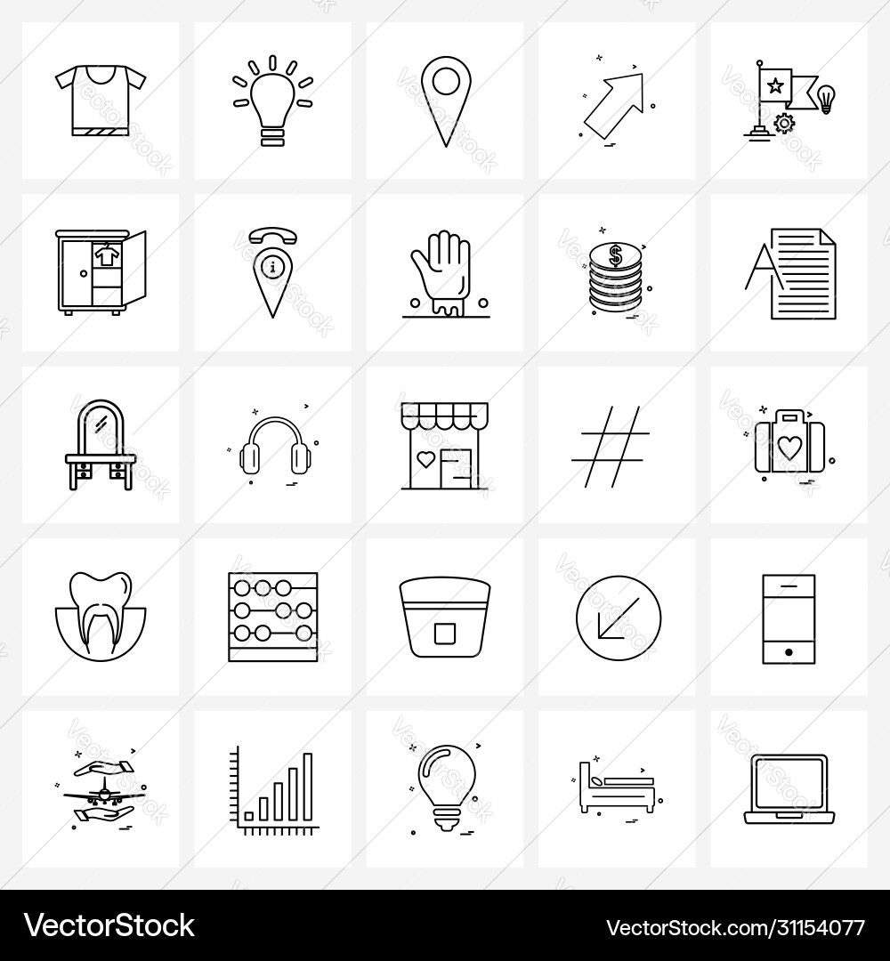 Isolated symbols set 25 simple line icons Vector Image