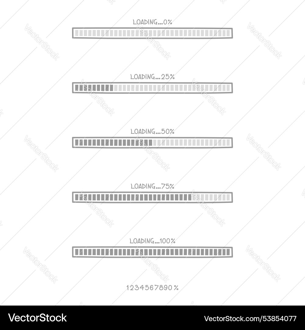 Loading process progress counter bar Loading process progress counter bar vector image