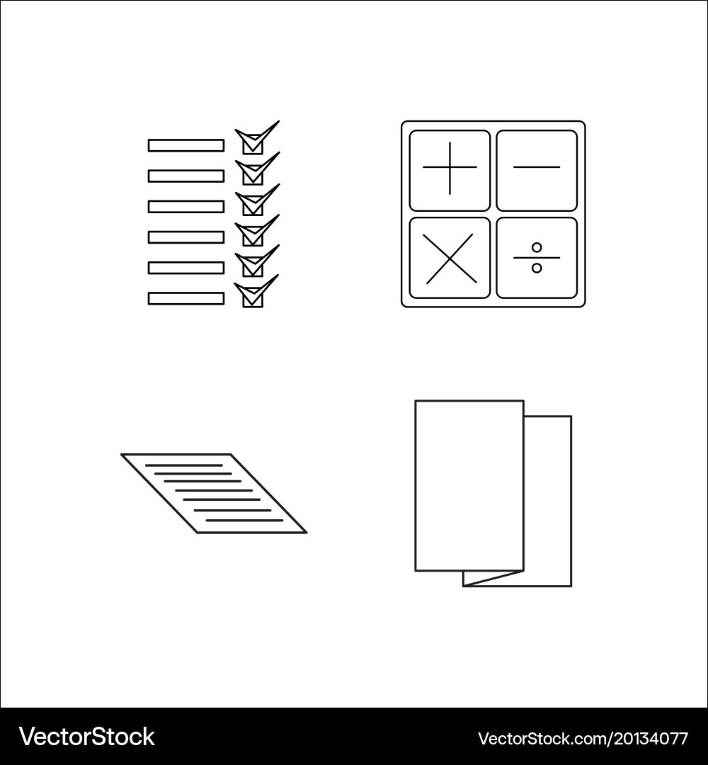 Office simple linear icon setsimple outline icons vector image